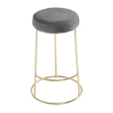 Manhattan Grey Velvet Bar Stool