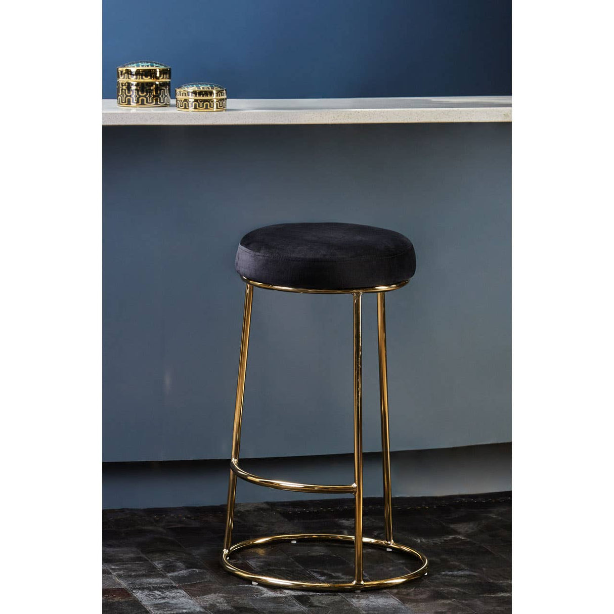 Manhattan Black Velvet Bar Stool