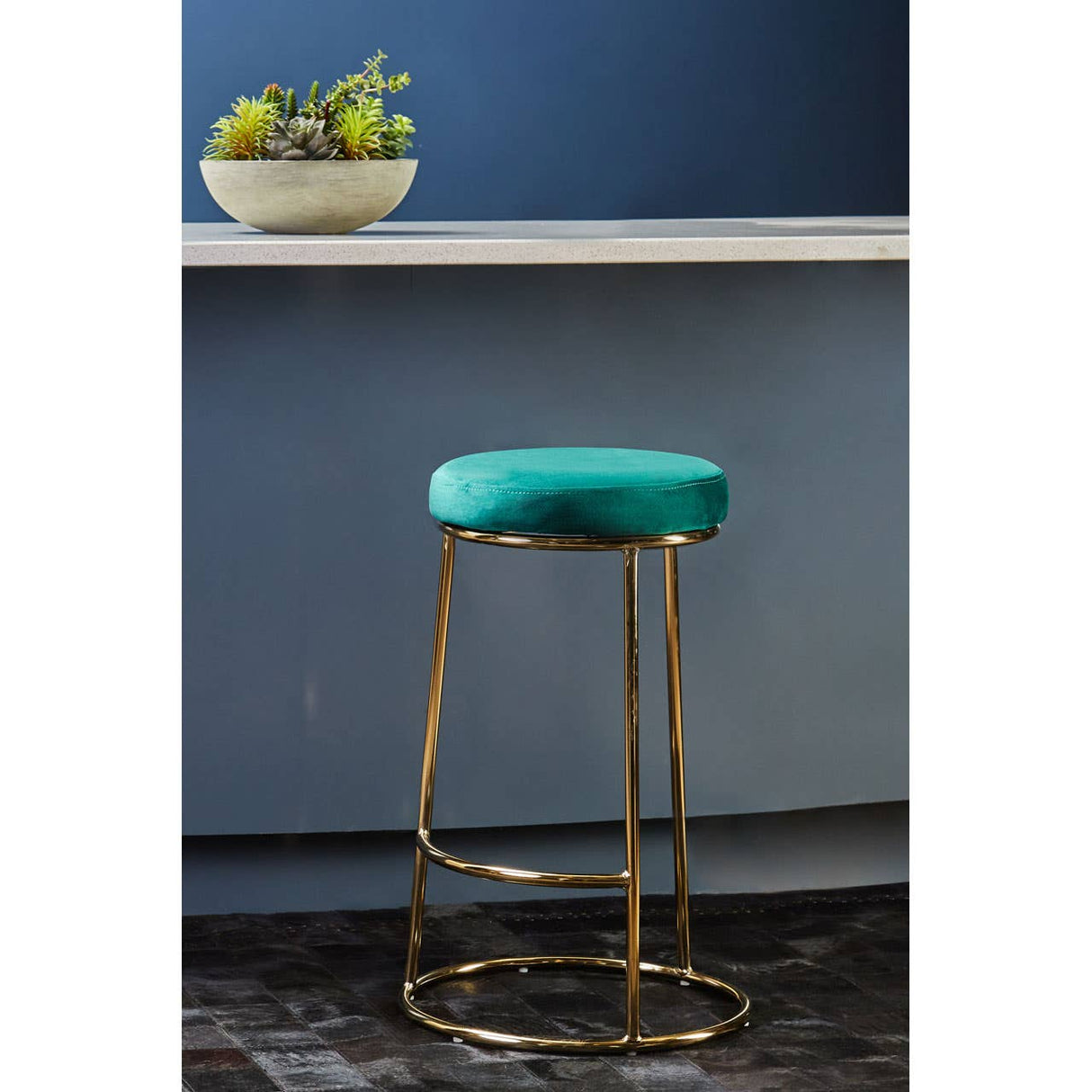 Manhattan Green Velvet Bar Stool