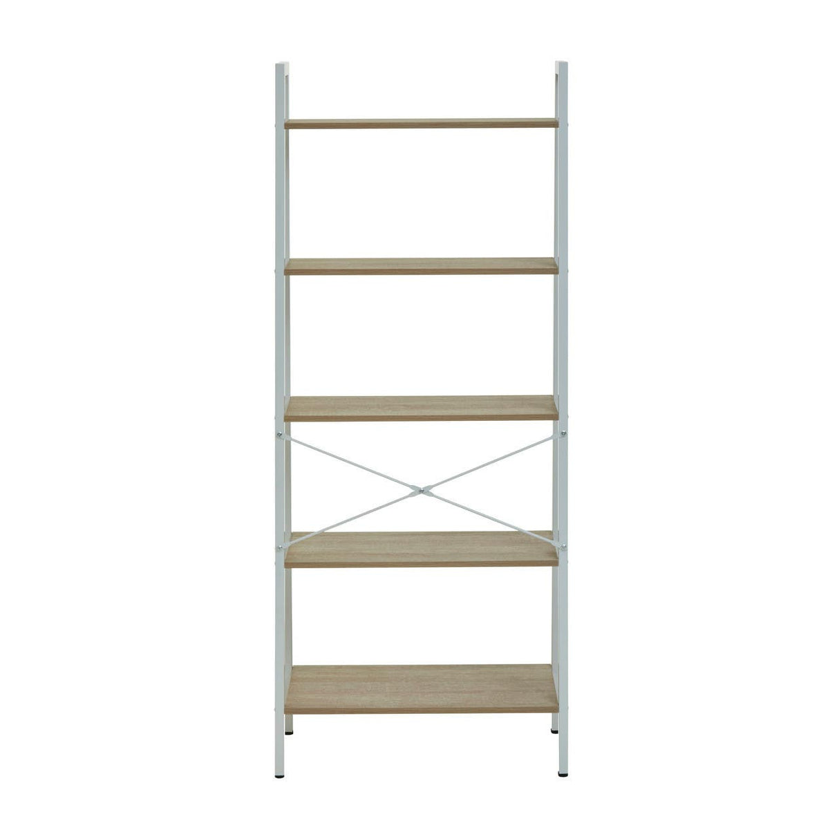 Bradbury Five Tier Natural Oak Veneer Ladder Shelf Unit