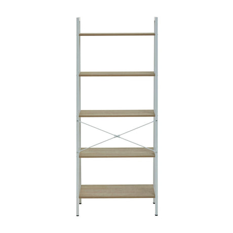 Bradbury Five Tier Natural Oak Veneer Ladder Shelf Unit