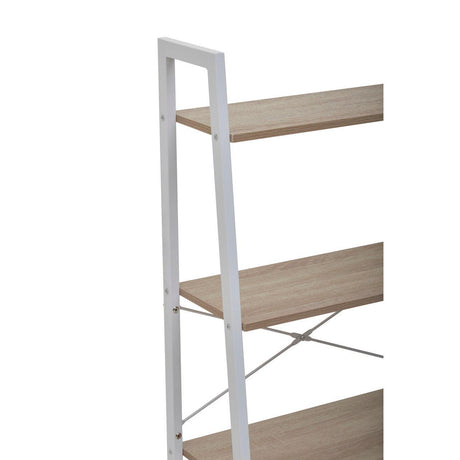 Bradbury Four Tier Natural Oak Veneer Ladder Shelf Unit