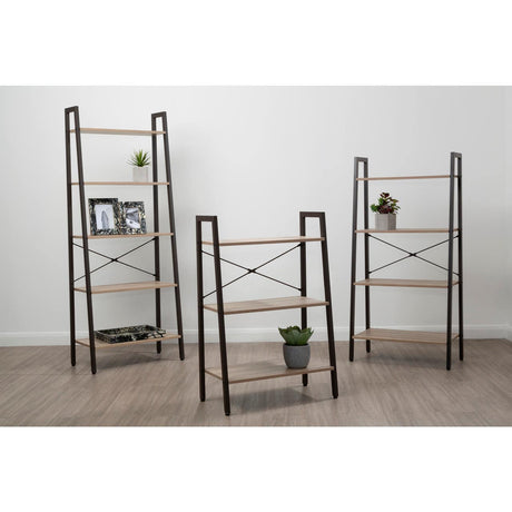 Bradbury Four Tier Grey Oak Veneer Ladder Shelf Unit