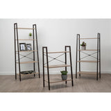 Bradbury Three Tier Grey Oak Veneer Ladder Shelf Unit