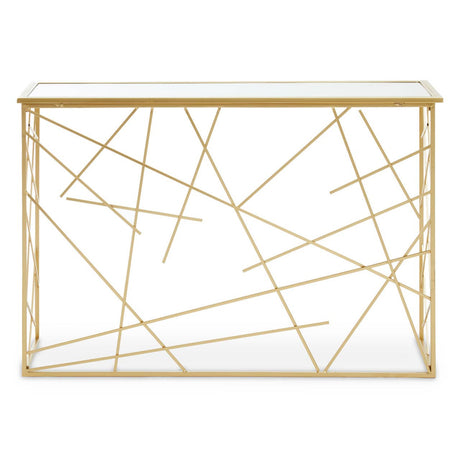 Farran Gold Finish Console Table With Mirror Top