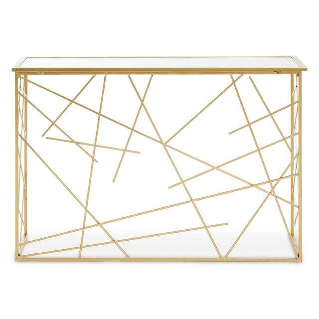Farran Gold Finish Console Table With Mirror Top