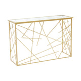 Farran Gold Finish Console Table With Mirror Top