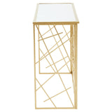 Farran Gold Finish Console Table With Mirror Top