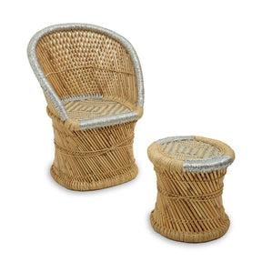 Rowan Natural And Black Chair And Stool