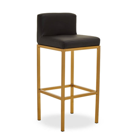 Baina Black Pu And Gold Finish Bar Chair