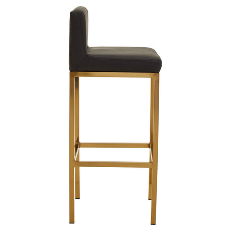 Baina Black Pu And Gold Finish Bar Chair