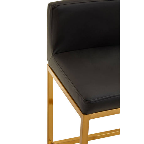 Baina Black Pu And Gold Finish Bar Chair