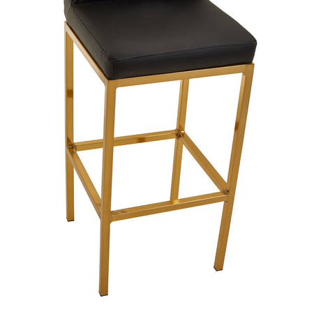 Baina Black Pu And Gold Finish Bar Chair