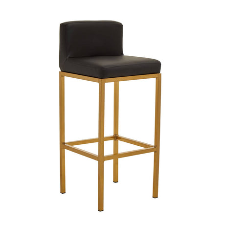 Baina Black Pu And Gold Finish Bar Chair