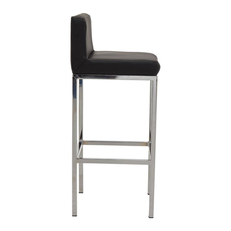 Baina Black Pu And Chrome Finish Bar Chair