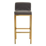 Baina Dark Grey Pu And Gold Finish Bar Chair