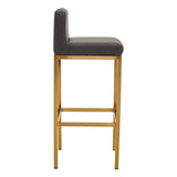 Baina Dark Grey Pu And Gold Finish Bar Chair