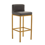 Baina Dark Grey Pu And Gold Finish Bar Chair