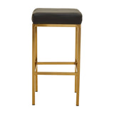 Baina Black Pu And Gold Finish Bar Stool