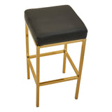 Baina Black Pu And Gold Finish Bar Stool