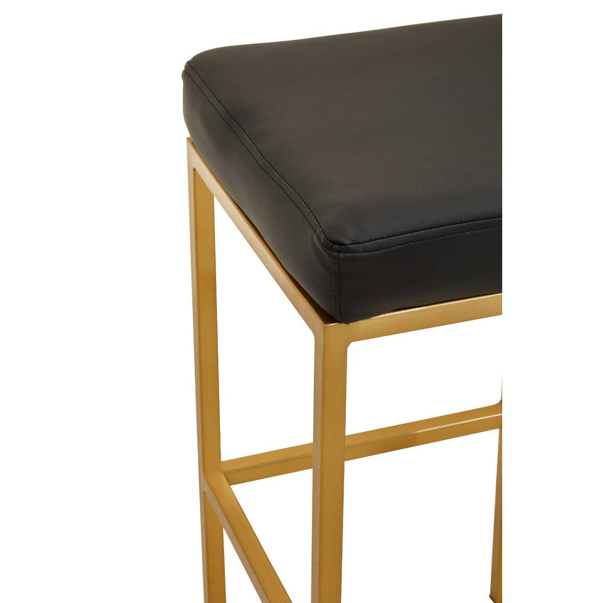 Baina Black Pu And Gold Finish Bar Stool