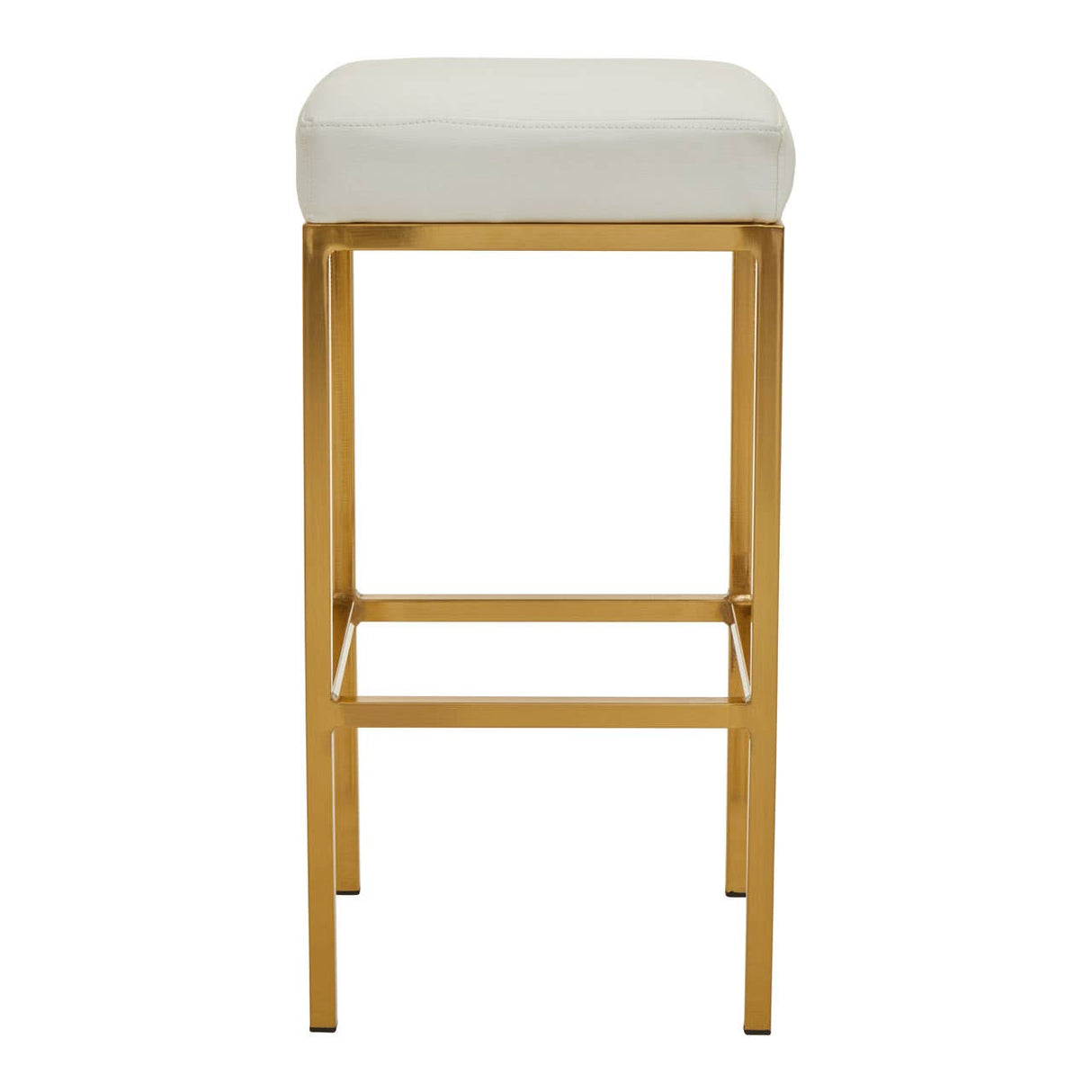 Baina White Pu And Gold Finish Bar Stool