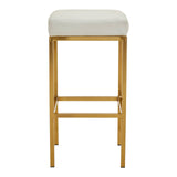 Baina White Pu And Gold Finish Bar Stool
