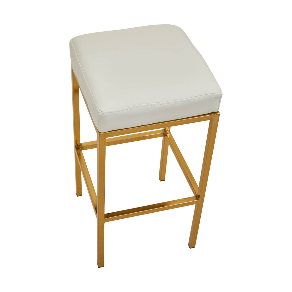 Baina White Pu And Gold Finish Bar Stool