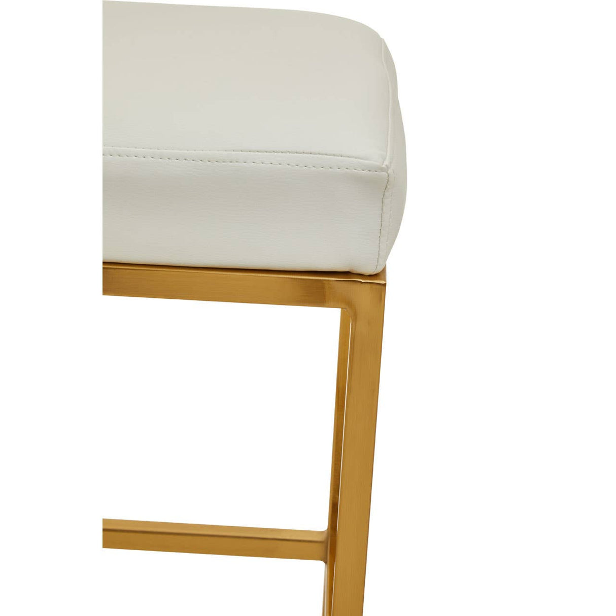 Baina White Pu And Gold Finish Bar Stool