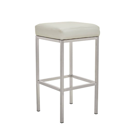 Baina White Pu And Chrome Finish Bar Stool