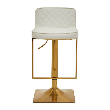 White And Gold Bar Stool With Square Base