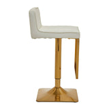 White And Gold Bar Stool With Square Base