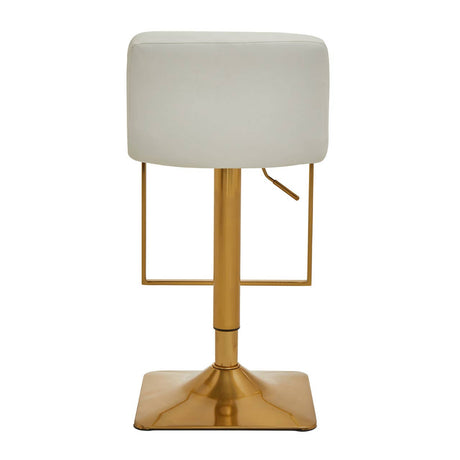 White And Gold Bar Stool With Square Base