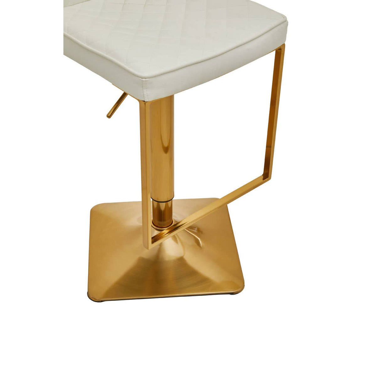 White And Gold Bar Stool With Square Base