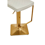 White And Gold Bar Stool With Square Base