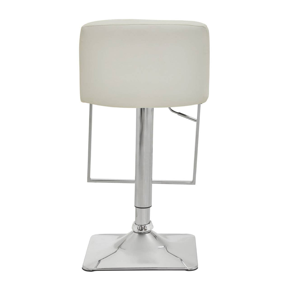White And Chrome Bar Stool With Square Base