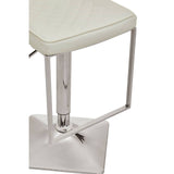 White And Chrome Bar Stool With Square Base