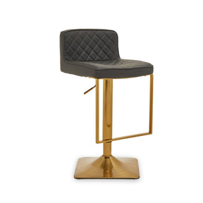 Dark Grey And Gold Square Base Bar Stool