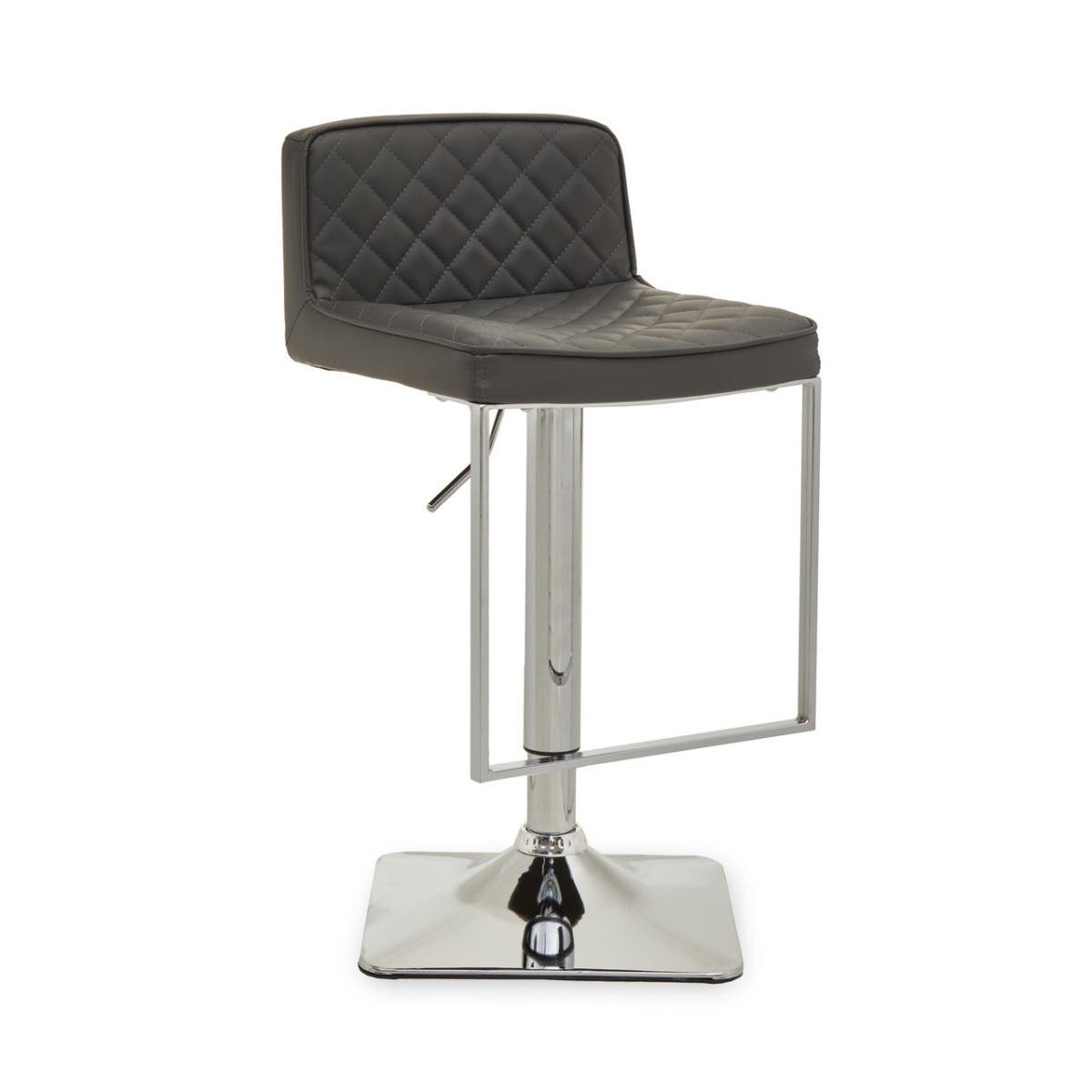 Dark Grey And Chrome Square Base Bar Stool