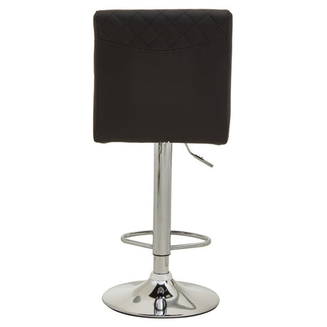 Black And Chrome Bar Stool With Round Base