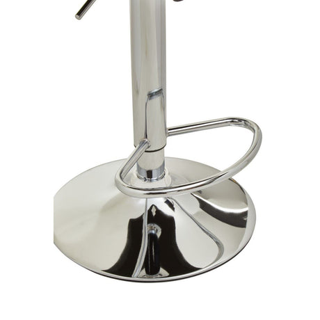 Black And Chrome Bar Stool With Round Base
