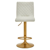 White And Gold Bar Stool With Round Base