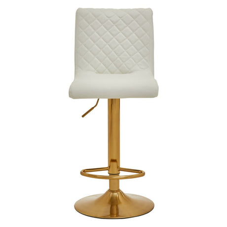 White And Gold Bar Stool With Round Base