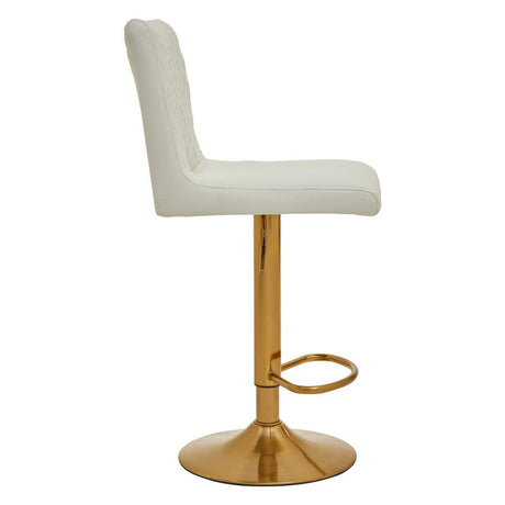 White And Gold Bar Stool With Round Base