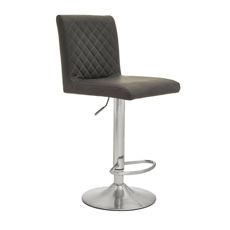 Dark Grey Chrome Bar Stool With Round Base