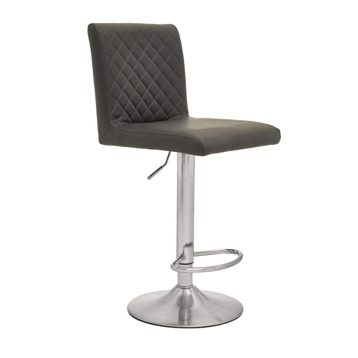 Dark Grey Chrome Bar Stool With Round Base