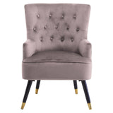 Loretta Mink Velvet Chair With Black Wood Legs
