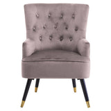Loretta Mink Velvet Chair With Black Wood Legs