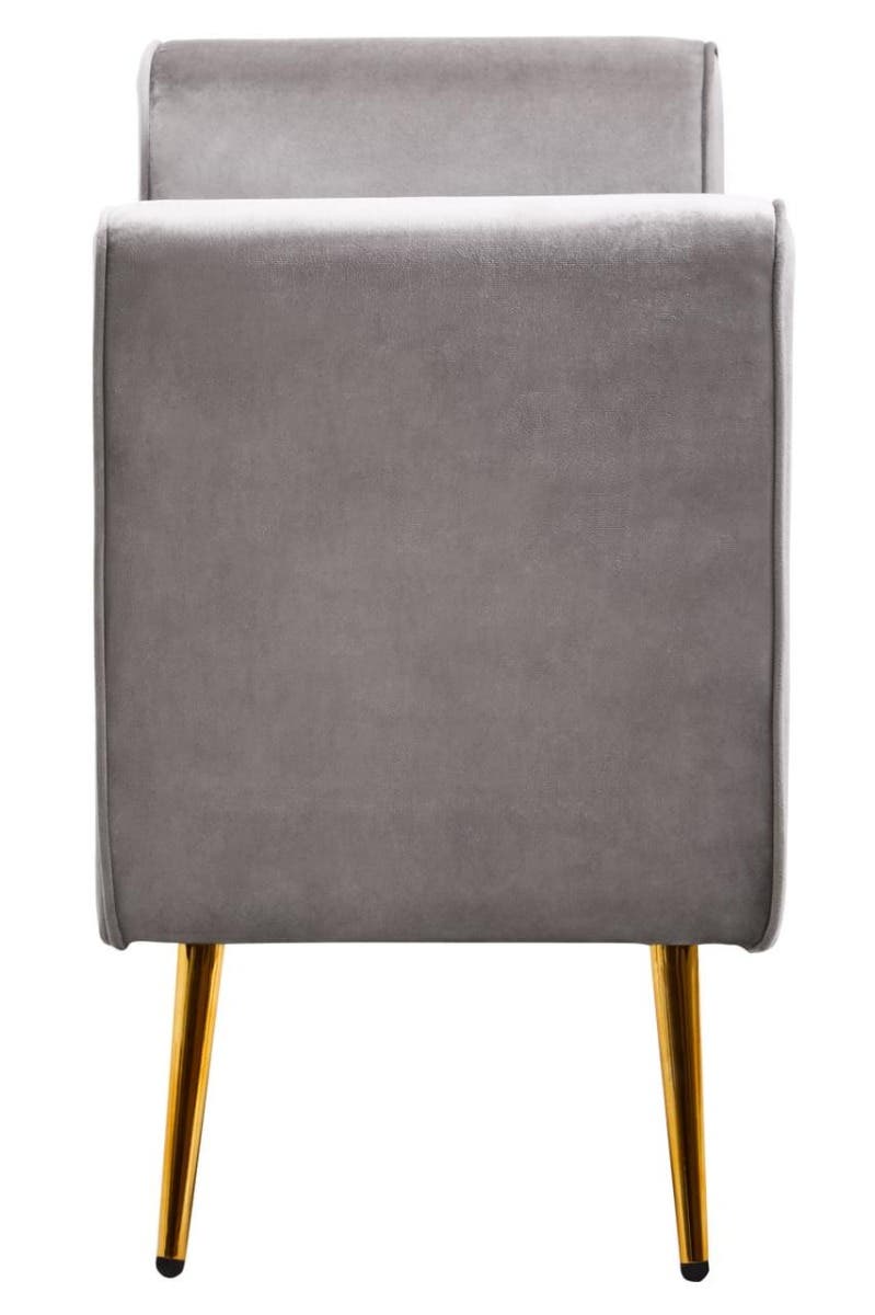 Loretta Grey Velvet Storage Bench With Gold Finish Legs