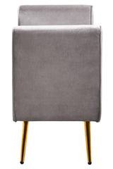 Loretta Grey Velvet Storage Bench With Gold Finish Legs